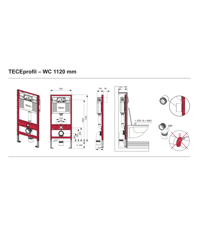 Tece Inbouwreservoir set met drukplaat NOW Geborsteld Brons Rood