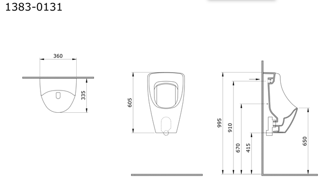 Urinoir met achterinlaat Bocchi Taormina Mat Groen