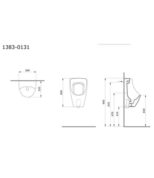 Urinoir met achterinlaat Bocchi Taormina Mat Brons