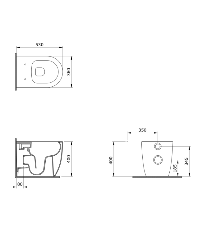 BOCCHI Back to wall toilet Bocchi Venezia Mat Zwart OA / PK Randloos incl. wc-bril flatline softclose