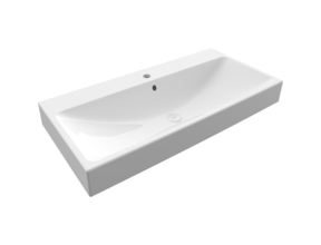 Wastafel Bocchi Scala Wit 100x48x10cm met kraangat en overloop