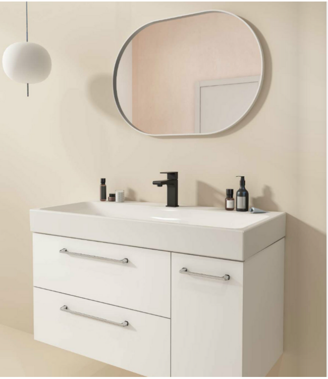 Wastafel Bocchi Scala Wit 100x48x10cm met kraangat en overloop