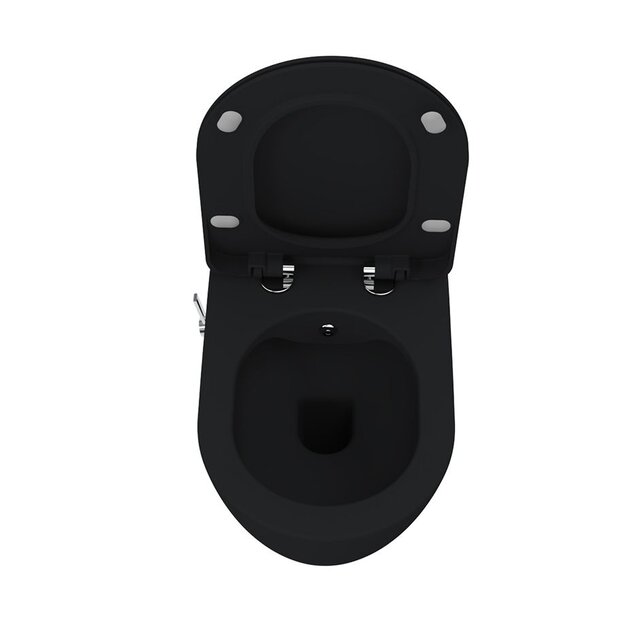 Hangtoilet met bidet Zwart - Randloos met geintegreerde bidetkraan Warm Koud Hangtoilet met bidet Zwart - Randloos met geintegreerde bidetkraan Warm Koud