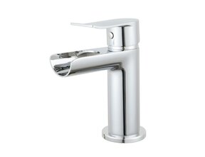 Wastafelkraan Waterval Cube Rond Chroom Eenhendel Mengkraan