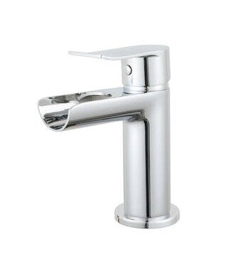 ALONI Wastafelkraan Waterval Cube Rond Chroom Eenhendel Mengkraan