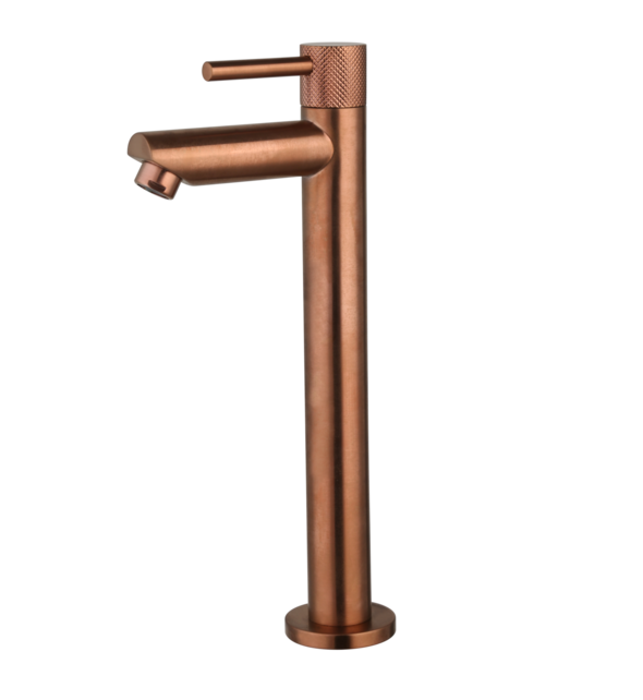 Fonteinkraan Ribbed Koper Brons Opbouw 26cm