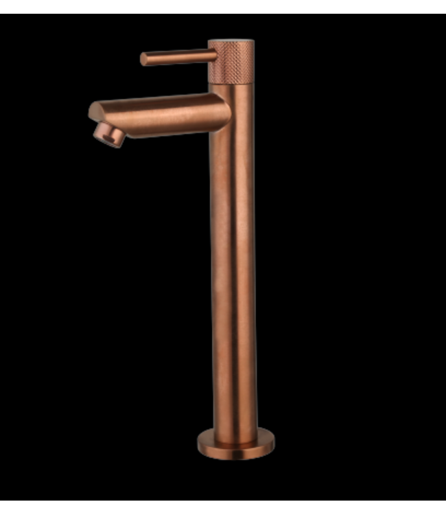 Fonteinkraan Ribbed Koper Brons Opbouw 26cm