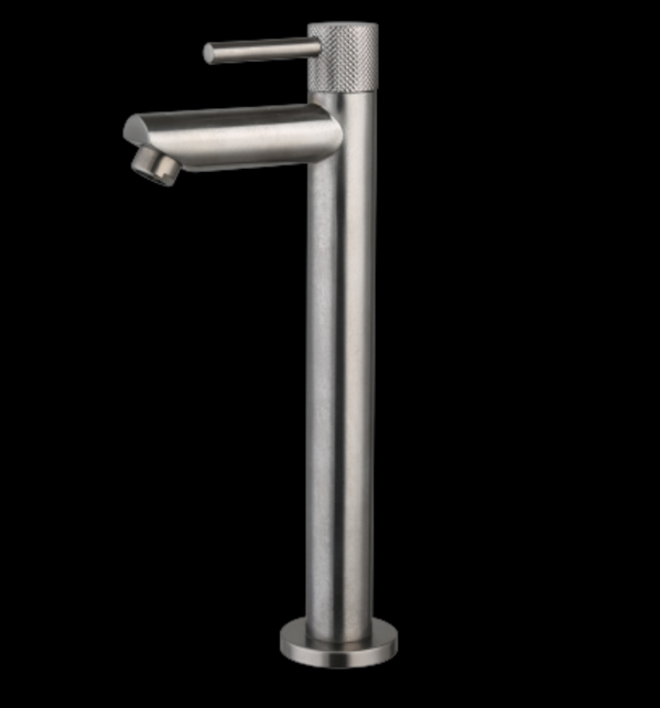 Fonteinkraan Ribbed Gun Metal Opbouw 26cm