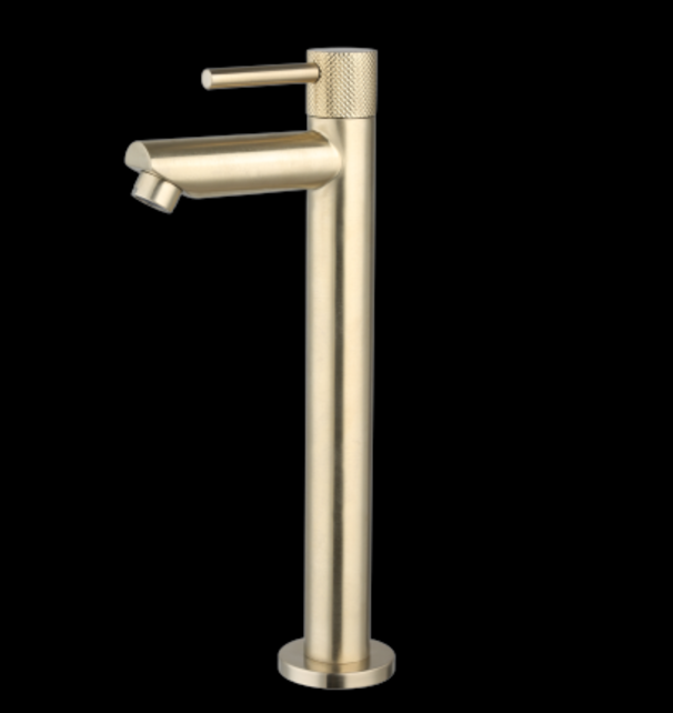 Fonteinkraan Ribbed Geborsteld Goud Opbouw 26cm