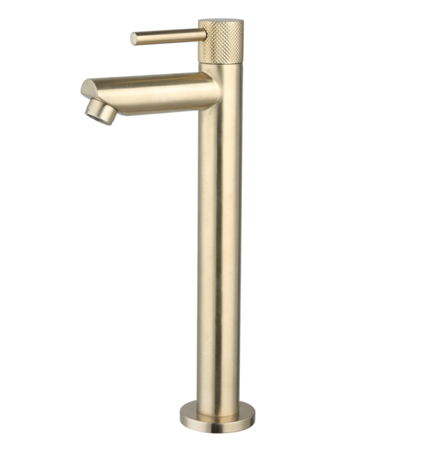 Fonteinkraan Ribbed Geborsteld Goud Opbouw 26cm