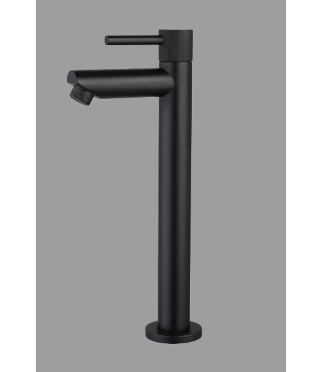Fonteinkraan Ribbed Mat Zwart 26cm