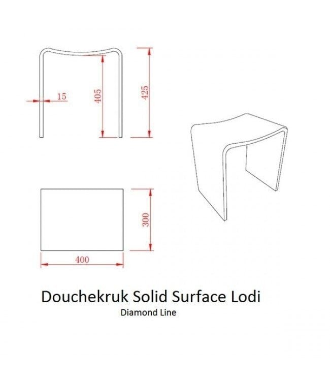 Douchekruk Solid Surface Lodi Mat Wit