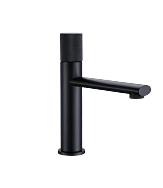 Wastafelkraan Ribbed Lux Mat Zwart Laag