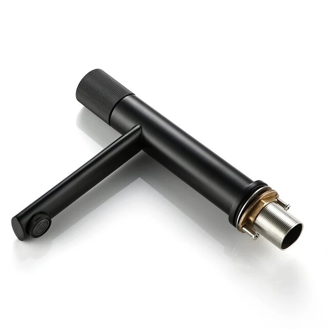 Wastafelkraan Ribbed Lux Mat Zwart Laag Wastafelkraan Ribbed Lux Mat Zwart Laag