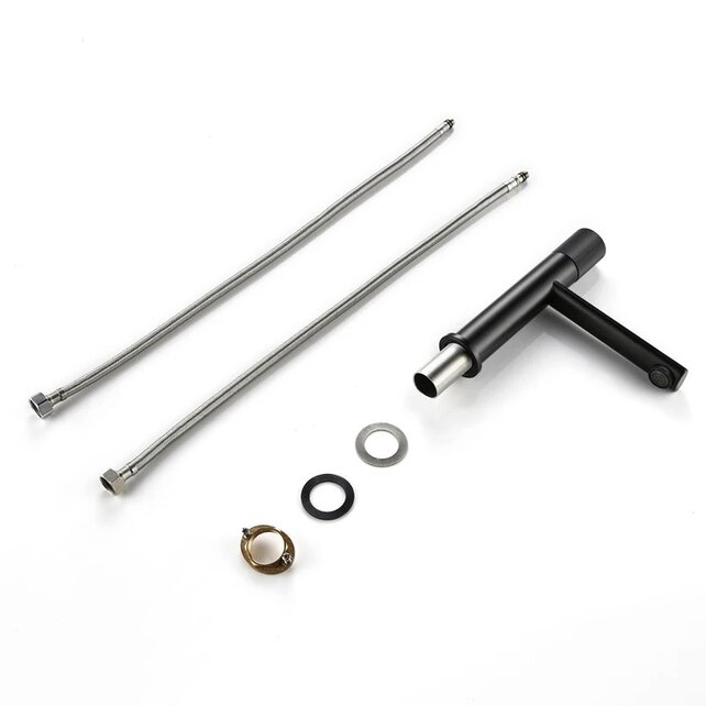 Wastafelkraan Ribbed Lux Mat Zwart Laag Wastafelkraan Ribbed Lux Mat Zwart Laag