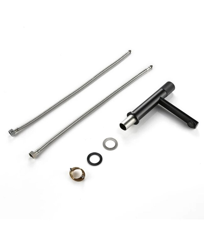 Wastafelkraan Ribbed Lux Mat Zwart Laag