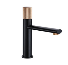 Wastafelkraan Ribbed Lux Mat Zwart - Koper Laag