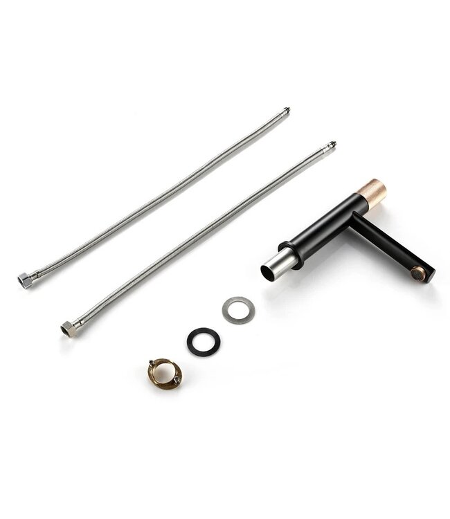 Wastafelkraan Ribbed Lux Mat Zwart - Koper Laag