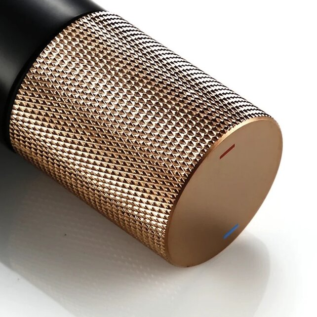 Wastafelkraan Ribbed Lux Mat Zwart - Koper Laag