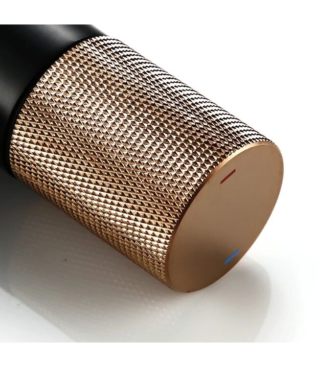 Wastafelkraan Ribbed Lux Mat Zwart - Koper Laag