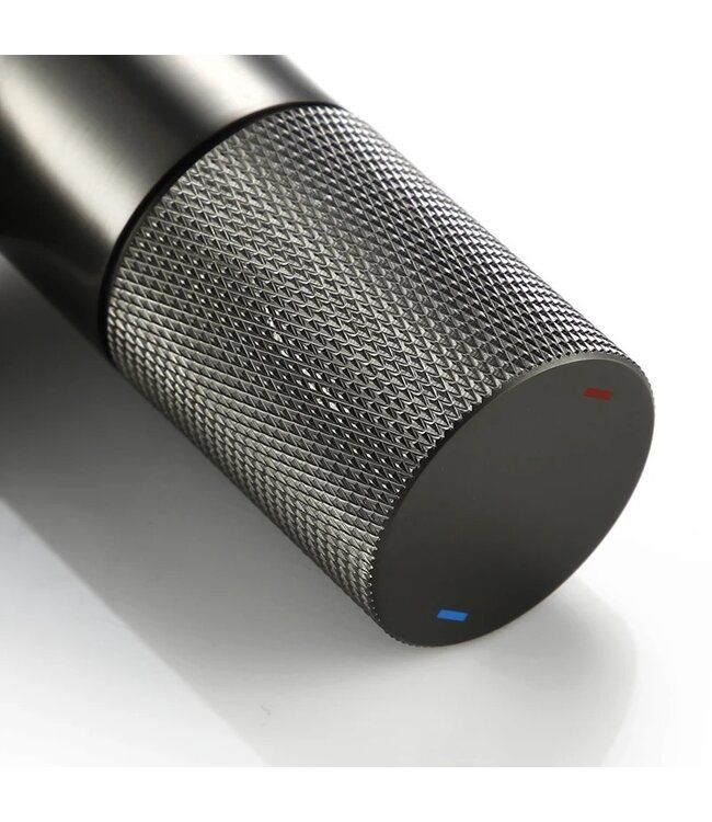 Wastafelkraan Ribbed Lux Gun Metal Laag