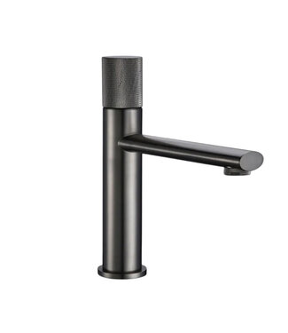 Wastafelkraan Ribbed Lux Gun Metal Laag
