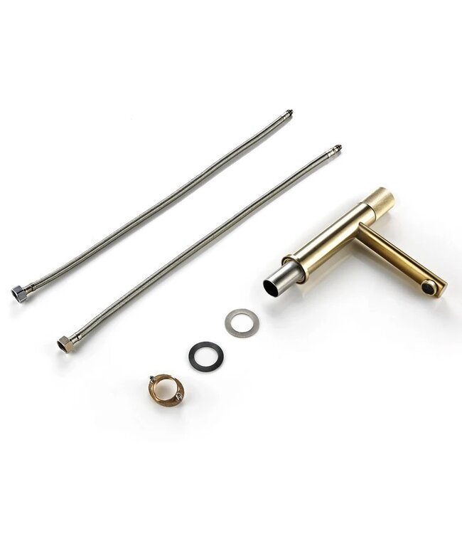 Wastafelkraan Ribbed Lux Geborsteld Goud Laag