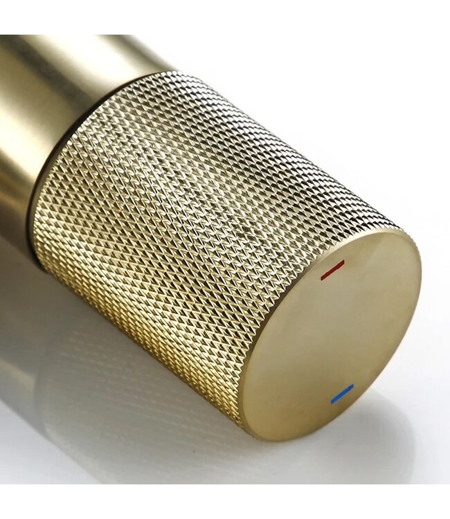 Wastafelkraan Ribbed Lux Geborsteld Goud Laag