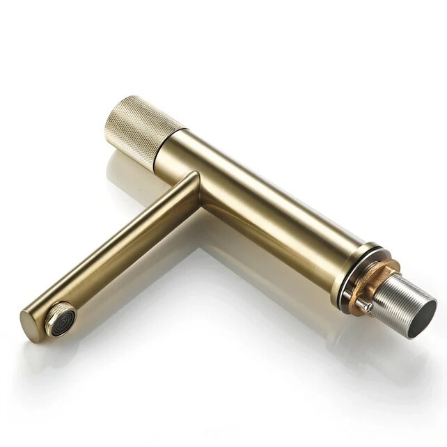 Wastafelkraan Ribbed Lux Geborsteld Goud Laag