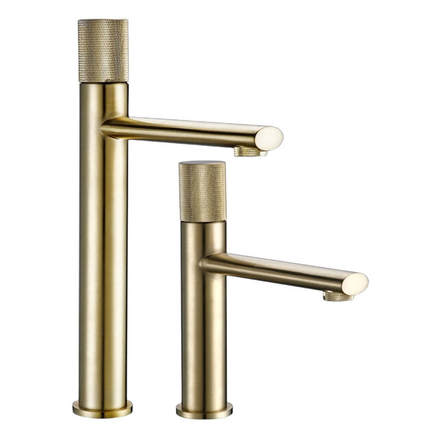 Wastafelkraan Ribbed Lux Geborsteld Goud Laag