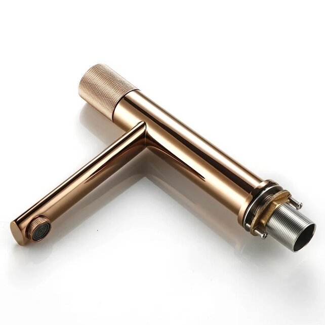 Wastafelkraan Ribbed Lux Koper Rose Glans Laag