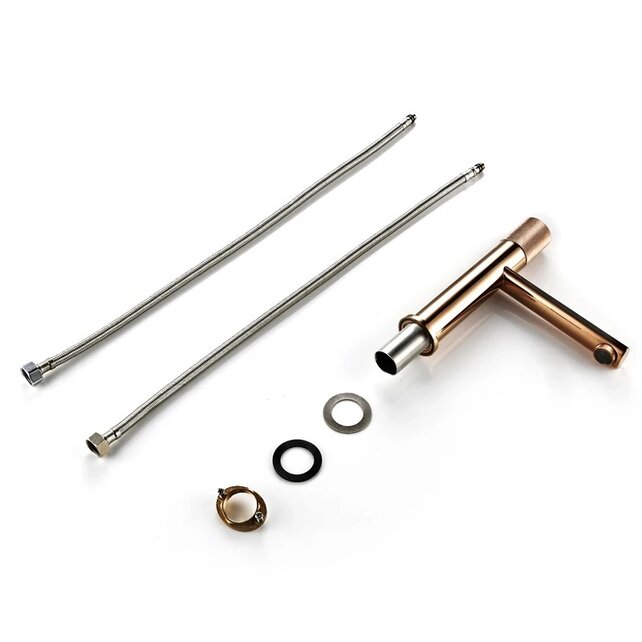 Wastafelkraan Ribbed Lux Koper Rose Glans Laag