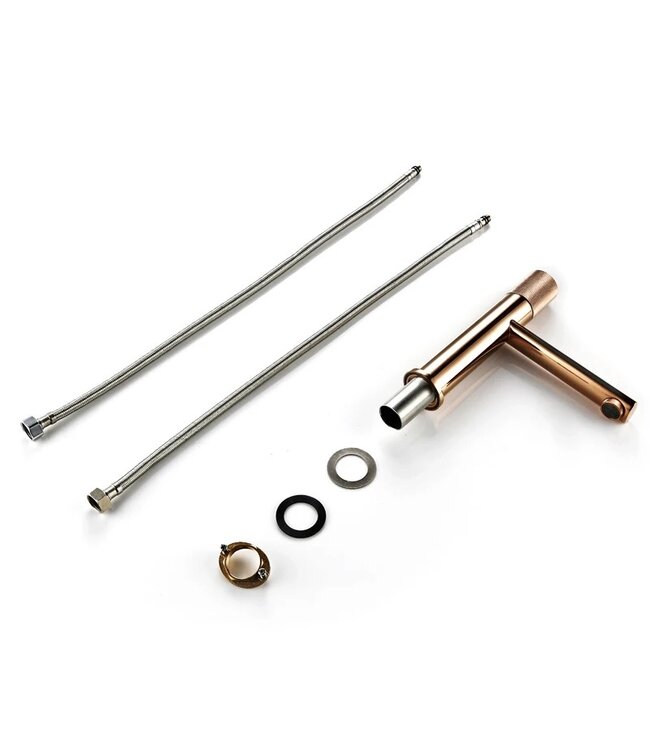 Wastafelkraan Ribbed Lux Koper Rose Glans Laag