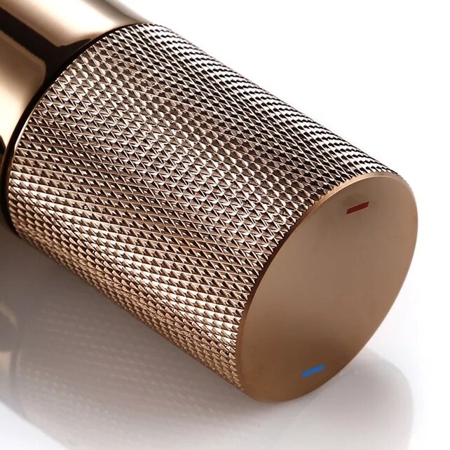 Wastafelkraan Ribbed Lux Koper Rose Glans Laag