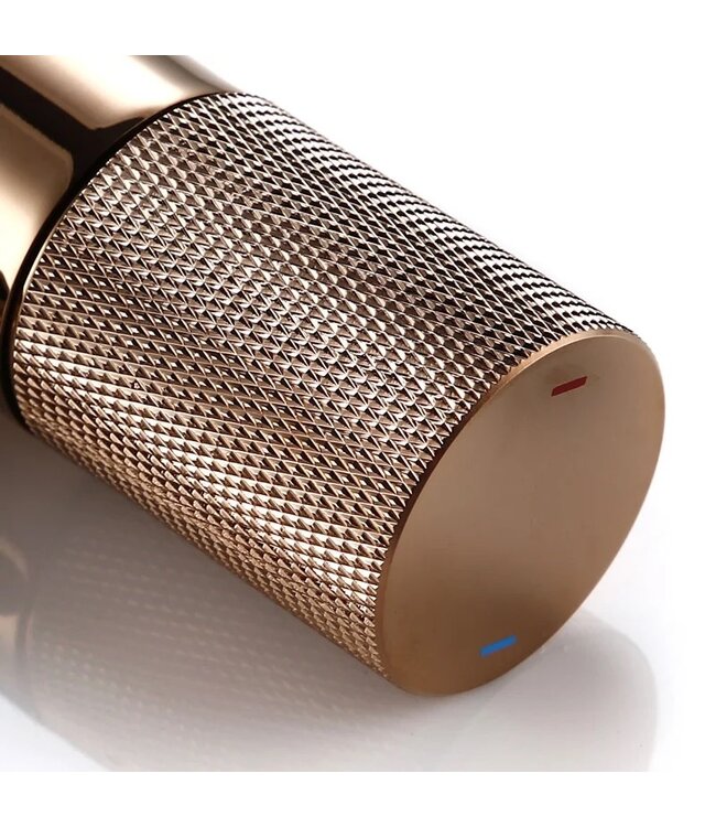 Wastafelkraan Ribbed Lux Koper Rose Glans Laag