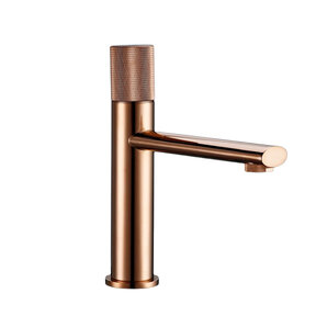 Wastafelkraan Ribbed Lux Koper Rose Glans Laag