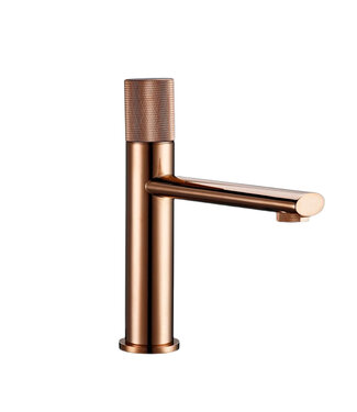 Wastafelkraan Ribbed Lux Koper Rose Glans Laag