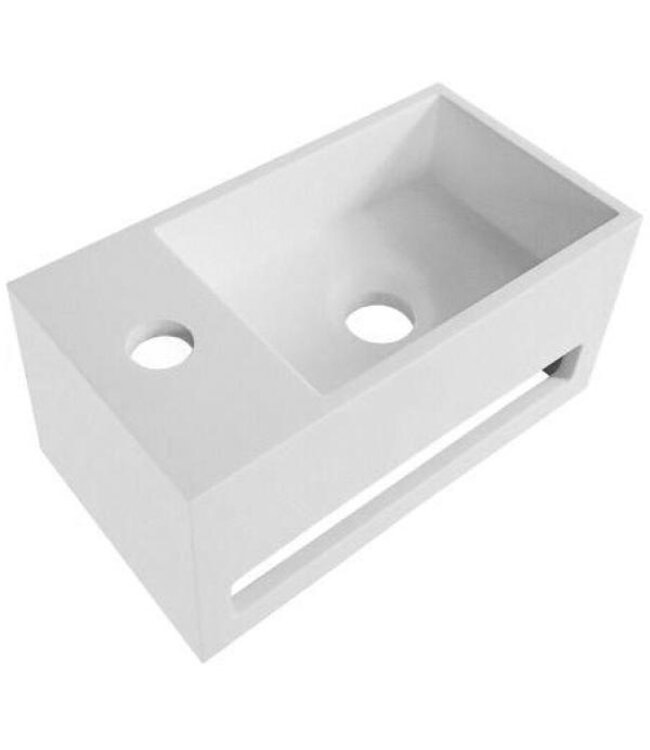 Aloni Fonteinset Bella Gun Metal Links Fontein met handdoekhouder Solid surface en  Gun metal kraan