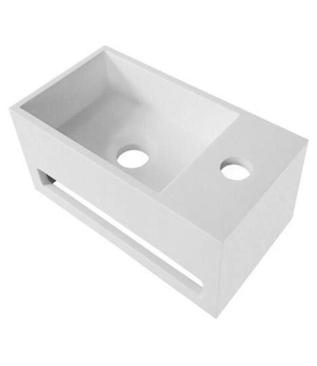 Aloni Fonteinset Mila Mat Zwart Rechts Fontein met handdoekhouder Solid surface