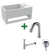 Aloni Fonteinset Mila Chroom Rechts Fontein met handdoekhouder Solid surface