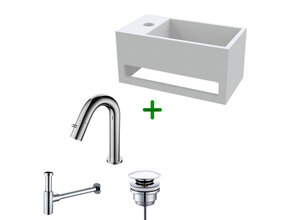 Aloni Fonteinset Mila Chroom Links Fontein met handdoekhouder Solid surface