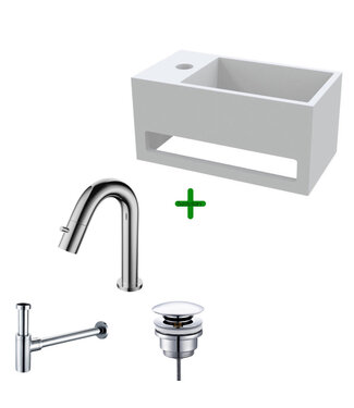 ALONI Aloni Fonteinset Mila Chroom Links Fontein met handdoekhouder Solid surface