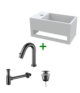 ALONI Aloni Fonteinset Mila Gun Metal Links Fontein met handdoekhouder Solid surface