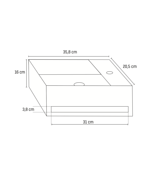 Aloni Fonteinset Mila Geborsteld Koper Links Fontein met handdoekhouder Solid surface