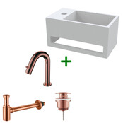 Aloni Fonteinset Mila Geborsteld Koper Links Fontein met handdoekhouder Solid surface