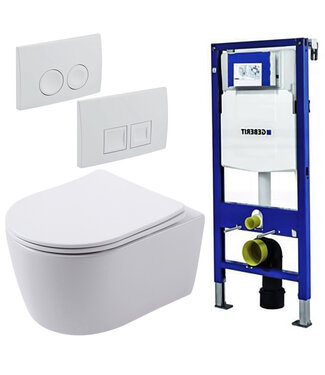 GEBERIT Geberit UP100 Toiletsets Pro Pack Randloos Toilet met Softclose toiletbril en Drukplaat Wit