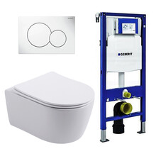 Geberit UP320 Toiletsets Pro Pack Randloos Toilet met Softclose toiletbril en Drukplaat Wit