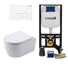 Creavit Toiletsets Pro Pack Randloos Toilet met Softclose toiletbril en Drukplaat Wit