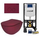 Creavit Toiletsets Freedom Rood Randloos Toilet met Softclose toiletbril en Drukplaat