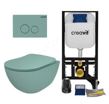 Creavit Toiletsets Freedom Groen Randloos Toilet met Softclose toiletbril en Drukplaat